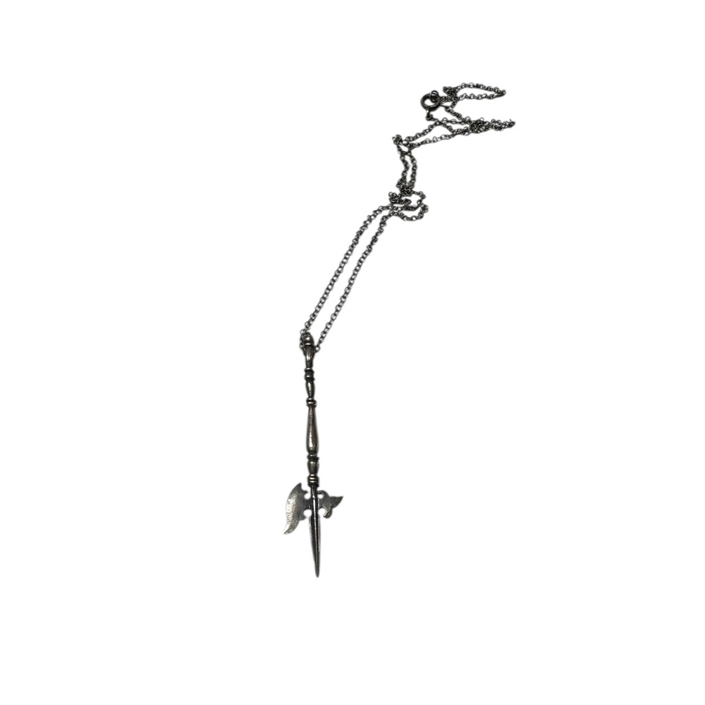 Sterling silver halberd axe sword medieval weapon Pendant Necklace